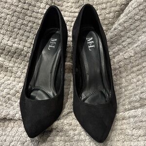M&L faux suede Elegant Black Heel pumps with cushion sole